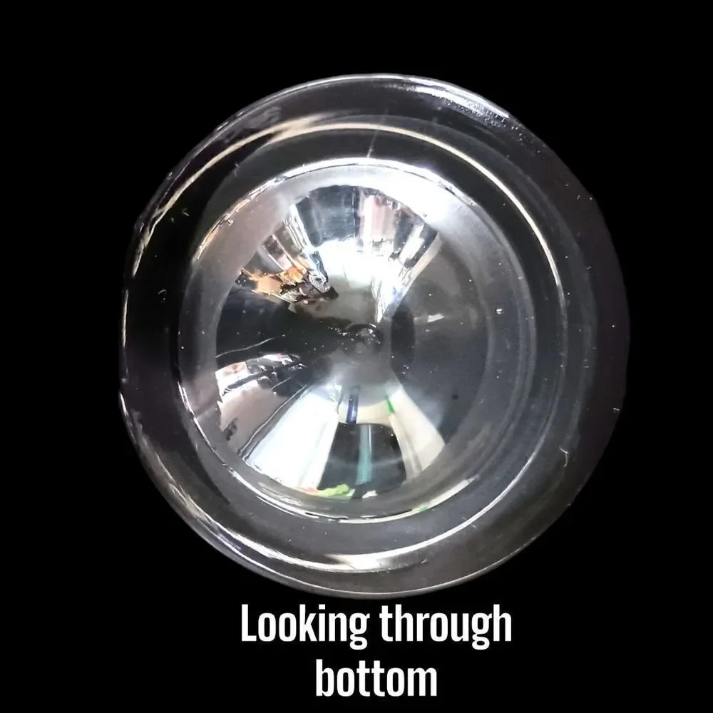 Heavy Clear Glass Crystal Paperweight Concave Hand Blown Handmade Round Vintage.
